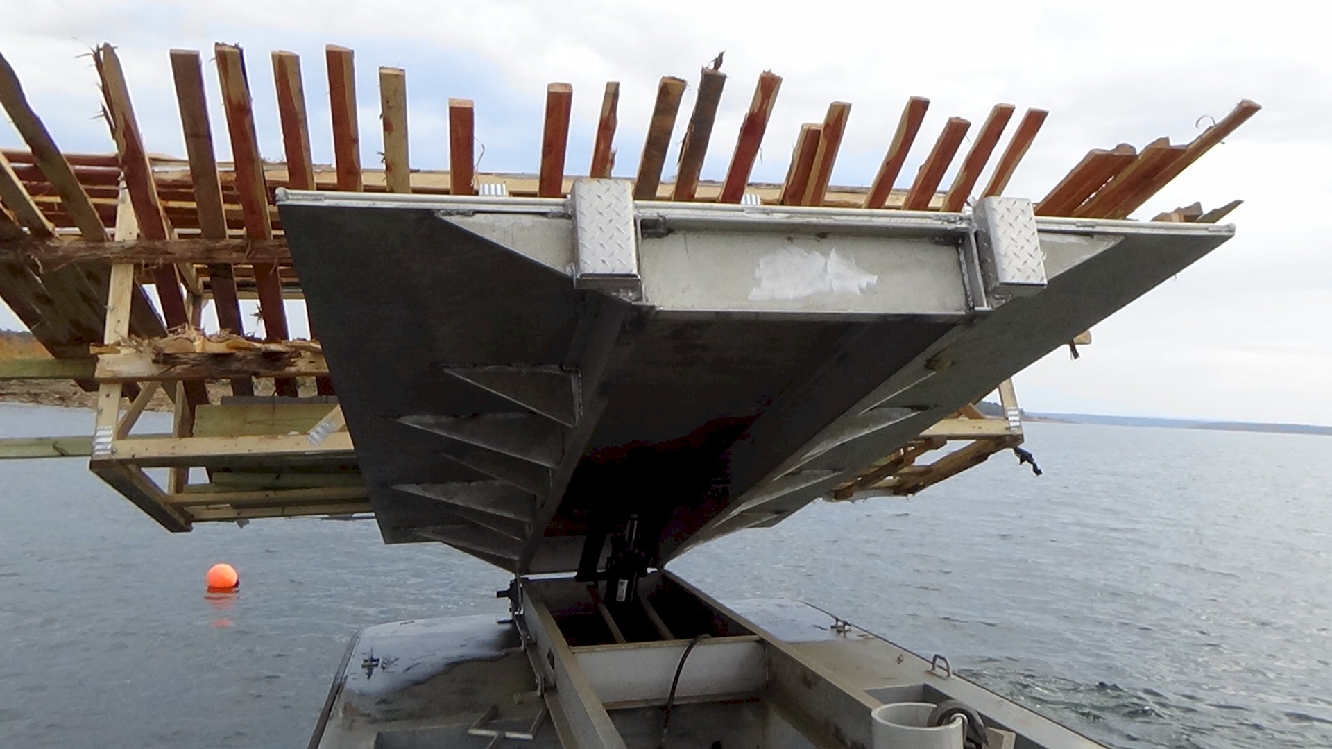 unloading-second-skidoo crates-fish-structures-greers-ferry-lake-walleye-club